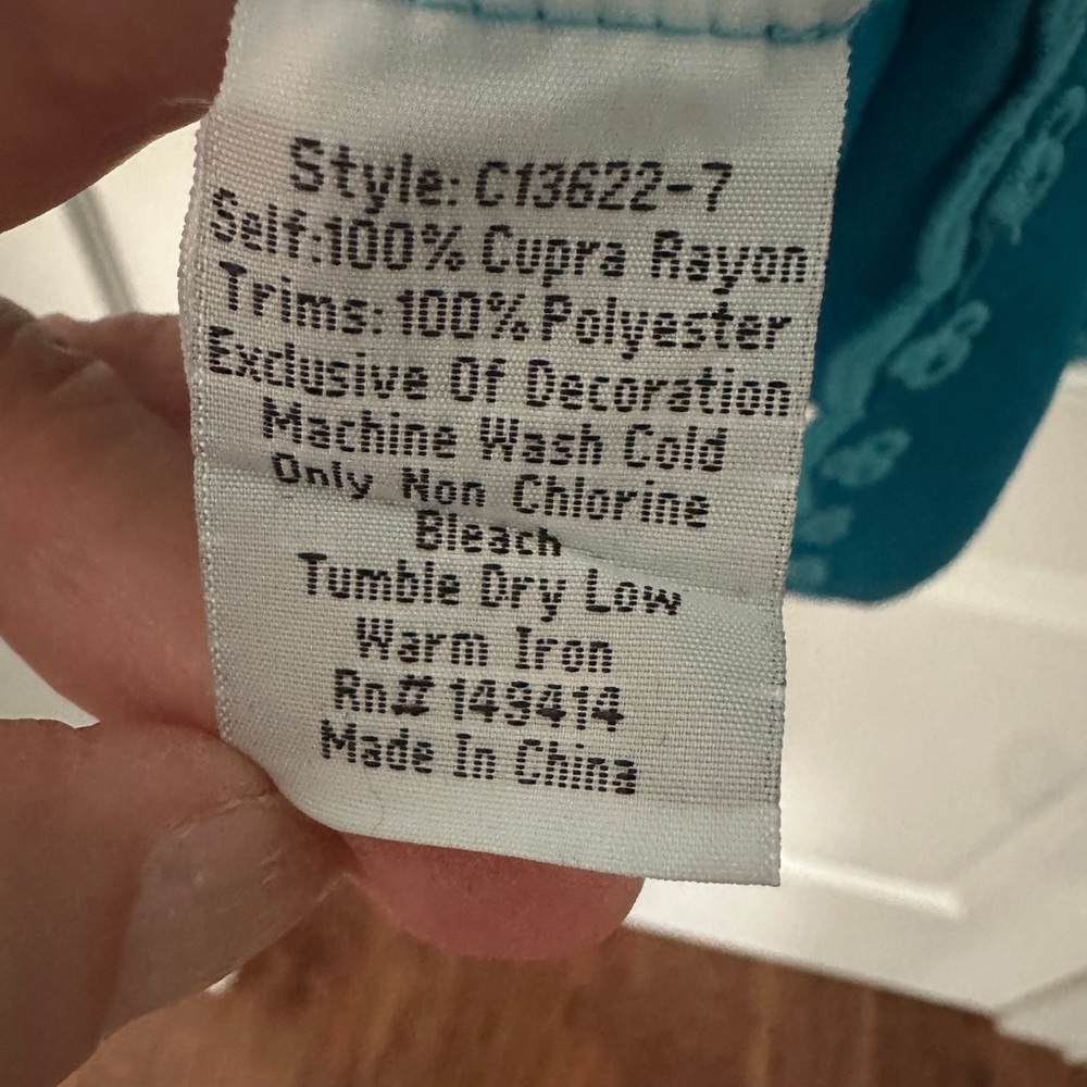 Johnny Was Teal Embroidered Blouse - Picture 5 of 5